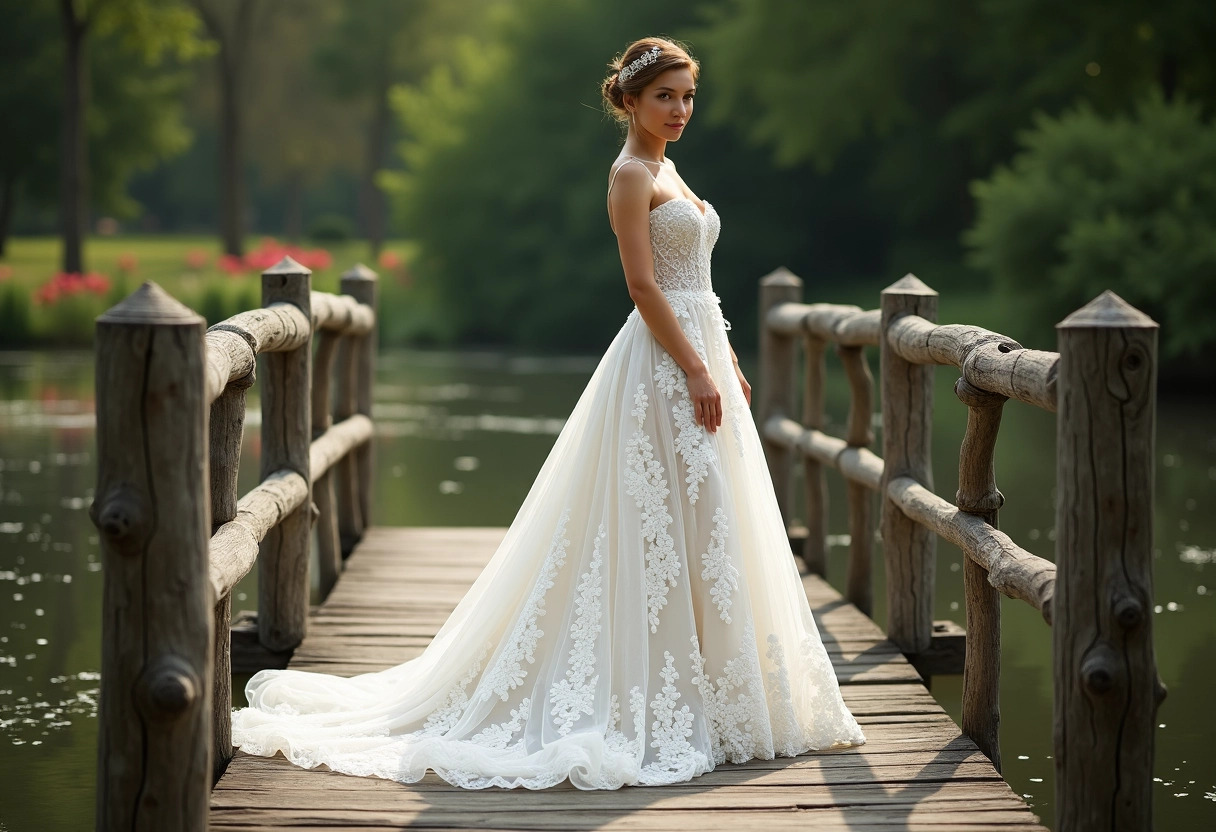 robe fluide de mariée en dentelle : élégance intemporelle pour le grand jour  mot à renseigner :  robe de mariée  +  dentelle